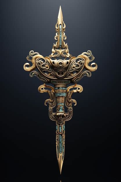Premium Ai Image A Gold And Silver Sword With A Design On The Top