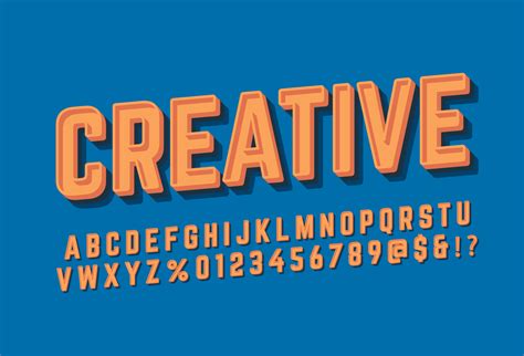 3d Bold Orange Font Typeface Retro Sign With Pop Typography Style