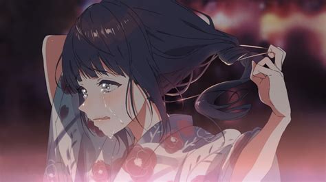 Download 1920x1080 Anime Girl Crying Kimono Ponytail