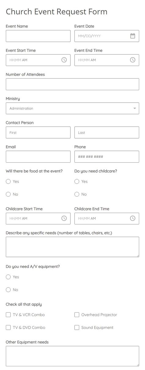 Church Event Request Form Template 123formbuilder