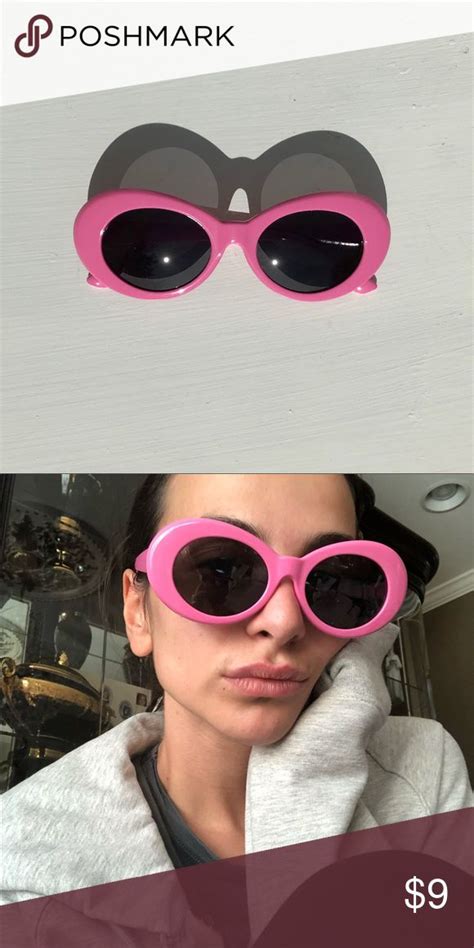 Pink Clout Goggles Kurt Cobain Sunglasses Oval Frame Vintage Clout