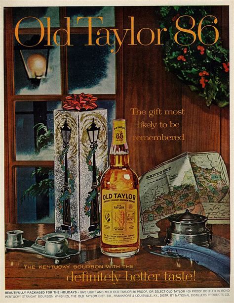 1962 Christmas Liquor Ad Old Taylor 86 Kentucky Bourbon Whisky