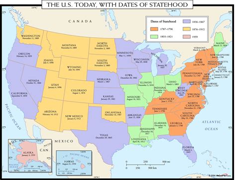 Usa Today Map With Dates Of Statehood