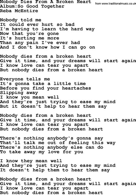 Can You Die From A Broken Heart Lyrics