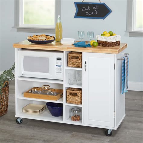 Outstanding Narrow Microwave Cart Kitchen Island With Drop Down Table