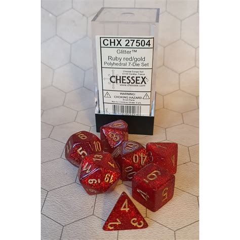 Chx27504 Glitter Rubygold Polyhedral 7 Die Set