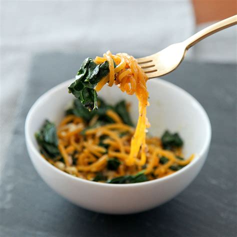 Butternut Squash Noodles With Brown Butter And Kale Recipe Spiralizer Recipes Veggie