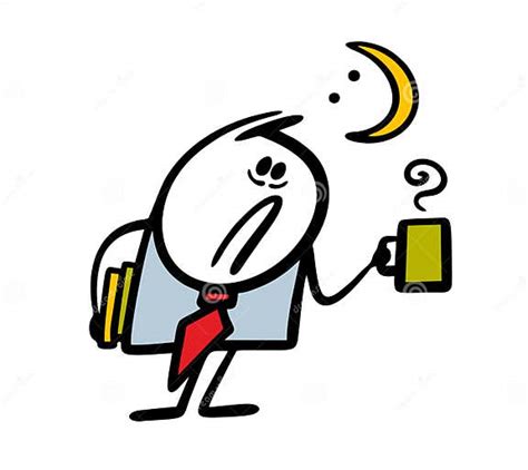 Tired Businessman With A Mug Of Hot Coffee Works At Night Vector