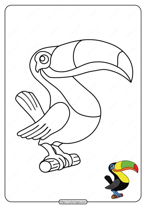 Toucan bird coloring page for kids. Free Printable Colorful Toucan Pdf Coloring Page