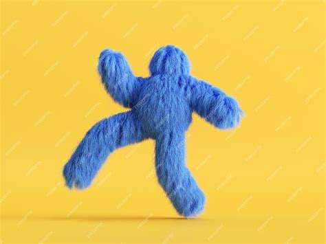 Premium Photo 3d Render Hairy Yeti Furry Monster Cartoon Character Walking Running Or Dancing