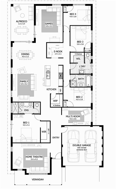 So let's have a look at some living room sizes. Open Floor House Plans One Story Nice 4 Bedroom Rectangular House Plans Bedroom Ideas | Narrow ...