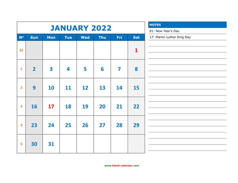 Large Printable January Calendar 2022 January Calendar 2022
