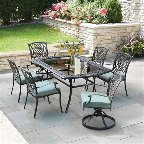 Air 5 piece dining set with 4 chairs and one extension table that extends from 39 inches to 55 inches. Hampton Bay Belcourt 7-Piece Metal Outdoor Dining Set with ...