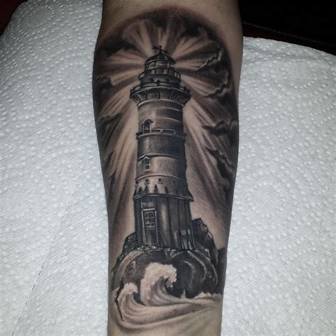 Amazing Lighthouse On My Forearm Done By Kool Hand Luke Fresno Ca