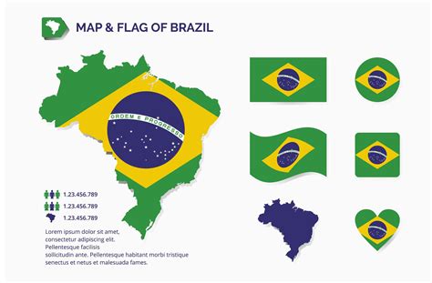 Conjunto De Mapa E Bandeira Do Brasil 1935139 Vetor No Vecteezy