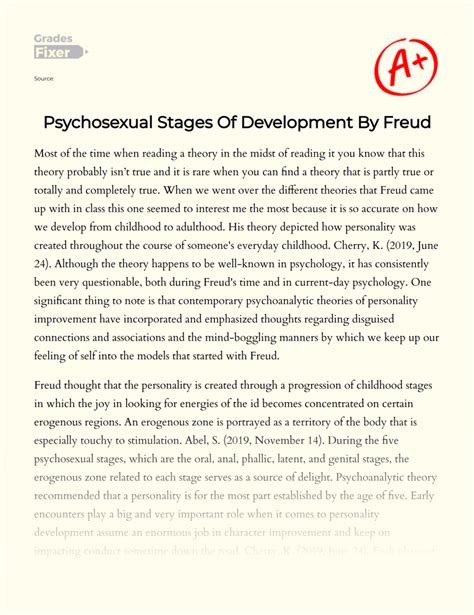 Psychosexual Stages Of Development By Freud Essay Example 1540 Words Gradesfixer