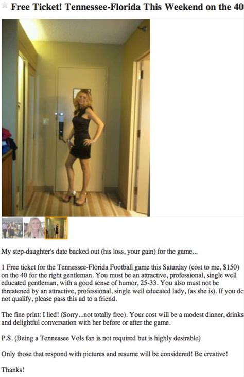 Man Offers College Football Tickets And Date With Step Daughter On Craigslist Daily Mail Online