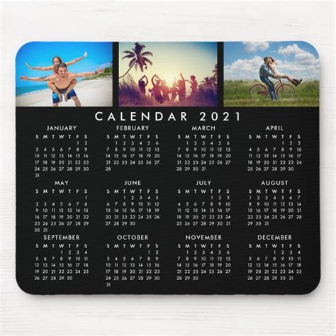 Custom Personalized Photo Collage 2021 Calendar Mouse Pad