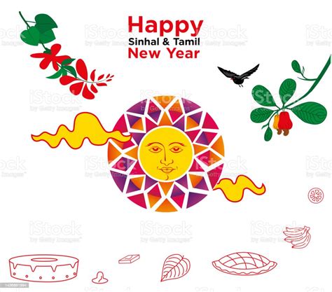 Sinhala Dan Matahari Tahun Baru Tamil Ilustrasi Stok Unduh Gambar