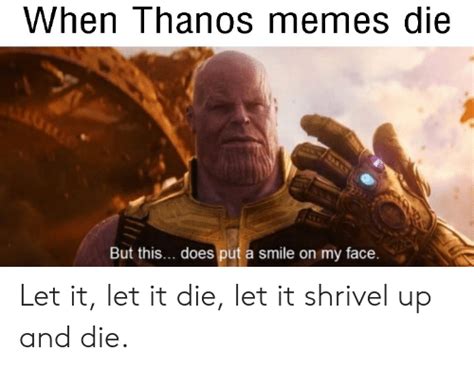 When Thanos Memes Die But This Does Put A Smile On My Face Let It Let