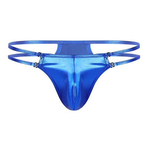 Buy Inlzdz Mens Shiny Metallic Bulge Pouch G String Thong Bikini