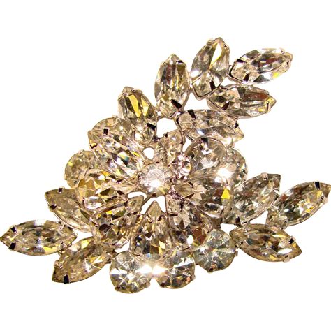 Fabulous NAVETTE Clear Rhinestone Vintage Brooch from jewelpigs on Ruby ...