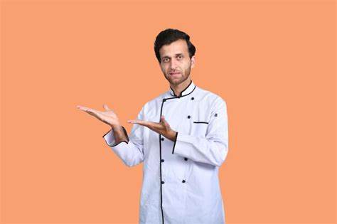 Premium Photo Handsome Chef Cook Front Pose White Outfit Indian Pakistani Model