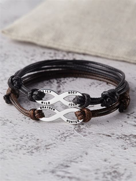 Mens Infinity Bracelet With Multiple Names Rugged Ts