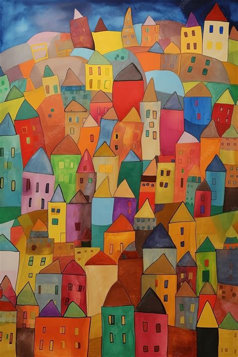 抽象芸術 カラフルである 家 背景 現代 表現主義 町 絵 Ai 生成された プレミアム写真