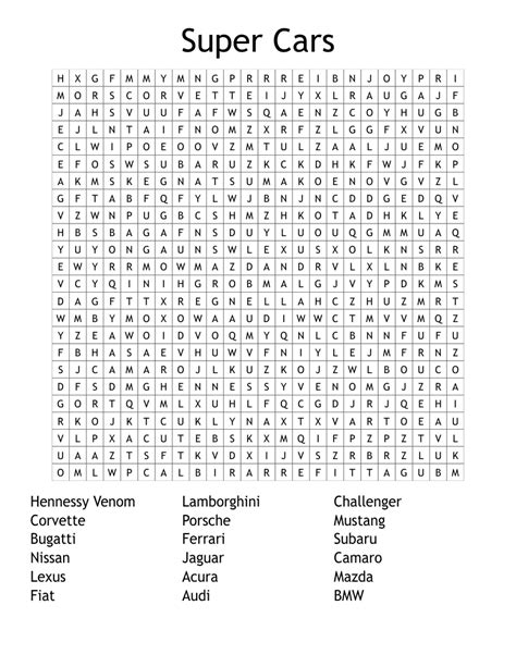 List 95 Pictures Cars Word Search Printable Latest