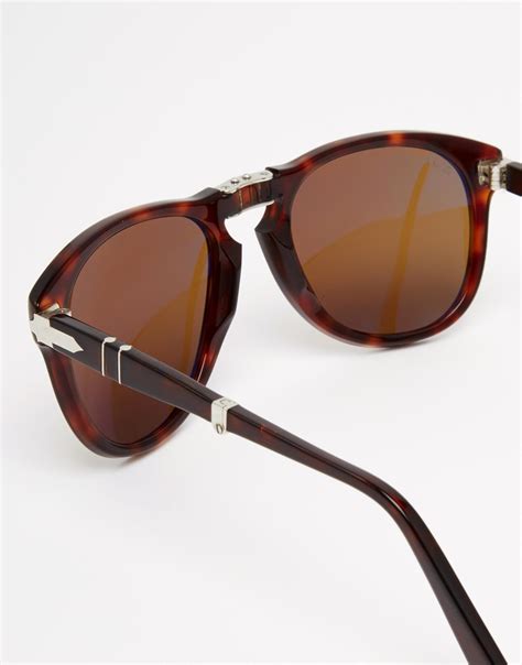 Lyst Persol Aviator Keyhole Polarised Foldable Sunglasses In Brown