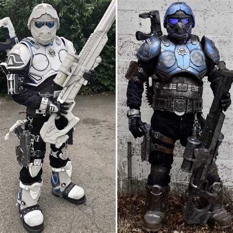 Self Gears Of War Cog Soldier Cosplay Before And After Paint All