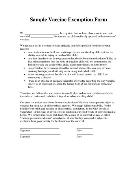 Your child has a medical/religious exemption to vaccination and is not fully immunized. 19 Religious Exemption Letter Template Examples - Letter Templates