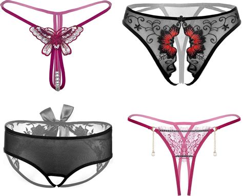 Wolintek Lingerie Donna Sexy Mutandine 4pcs Vita Bassa G Stringmutande Elastiche Perizoma