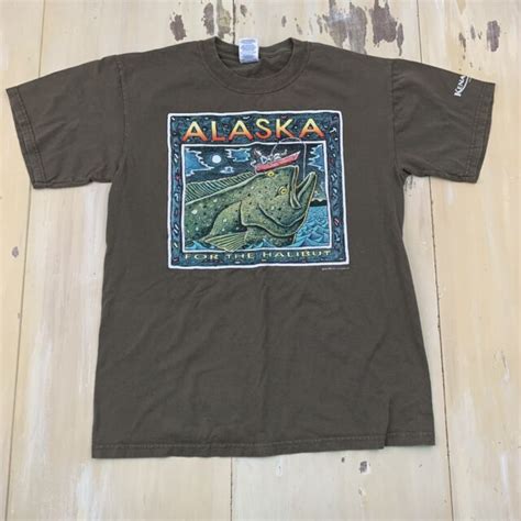 Ray Troll Alaska For The Halibut Brown Vtg 2001 T Shirt Mens Medium Ebay