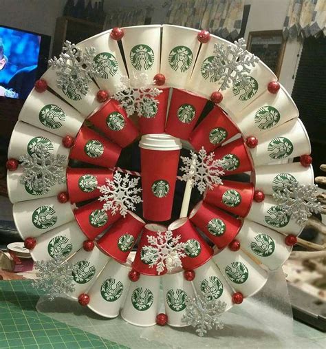 Maybe you would like to learn more about one of these? Starbucks wreath | Starbucks crafts, Christmas wreaths diy, Christmas decor diy