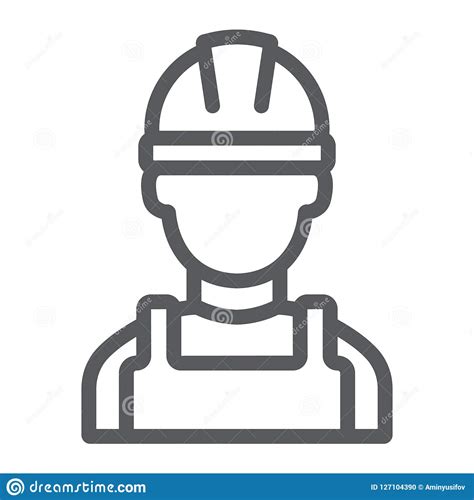 Builder Line Icon Engineer And Man Construction Worker Sign Vector
