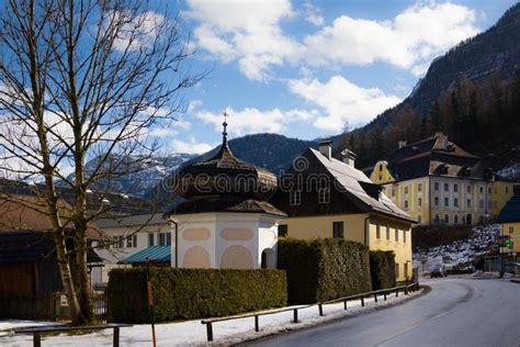Beautiful View Of Houses At Small Historical Village Hallstatt Unesco