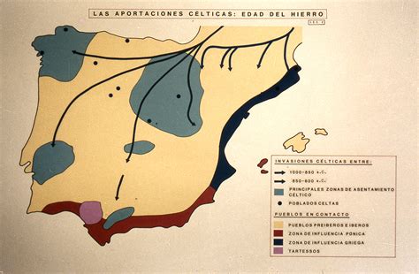 Mapa La Invasión Celta De La Península Ibérica [the Celtic Invasion Of The Iberian Peninsula]