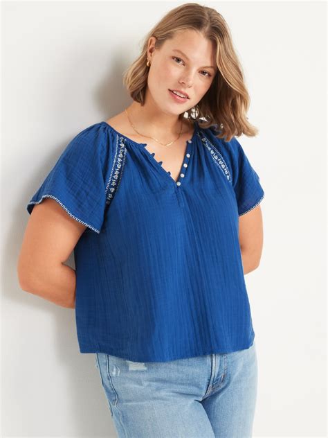 Flutter Sleeve Embroidered Swing Blouse For Women Old Navy