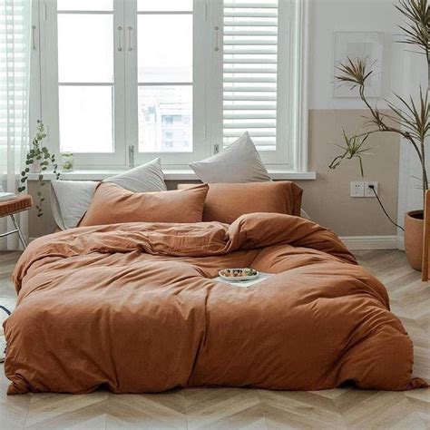 Rust Brown 100 Organic Washed Cotton Bed Sheet Set With Etsy