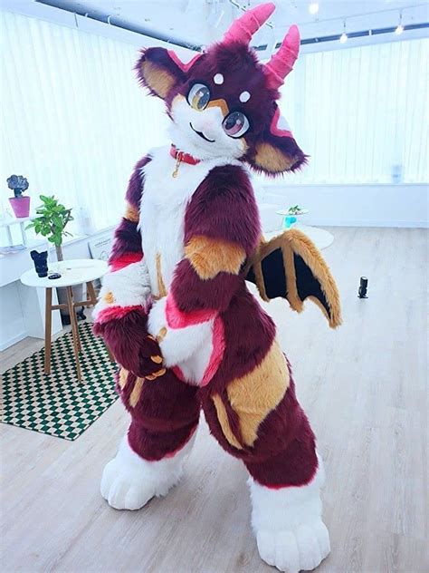 Japan Kemono Kawaii Dragon Horn Red Cat Dog Fox Fursuit Teen Costumes