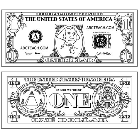 Clip Art Dollar Bill Outline Bandw Abcteach
