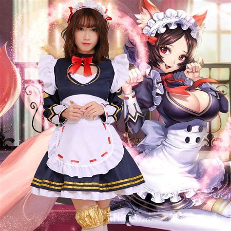 Coconeen anime cosplay costume french maid outfit halloween. Women Lolita Maid Sets King Glory Daji Coffee Skin Anime ...