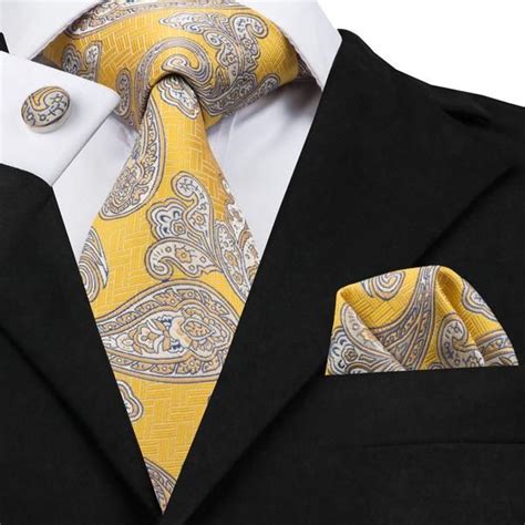 Royal Yellow Silk Neck Tie Set Necktie Set Ties Mens Fashion Mens
