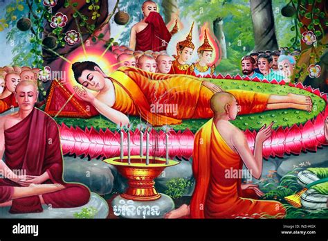 Painting Depicting The Life Story Of Shakyamuni Buddha The Death Of