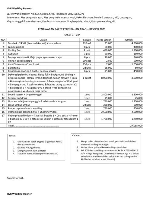 Detail Contoh Rincian Anggaran Biaya Pernikahan Sederhana Koleksi Nomer 12