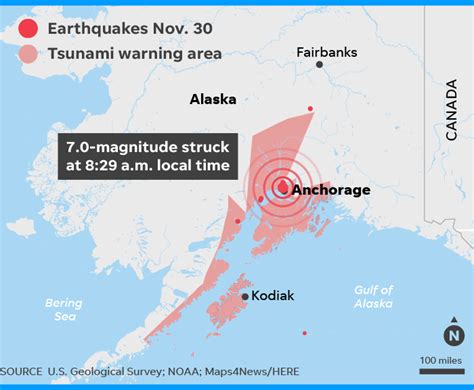Alaska Earthquake 1964 Map Alaskan Tremor Shakes Anchorage Area