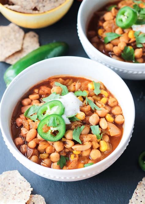Chickpea White Chili Is A Quick And Easy Vegan White Bean Chili Perfect