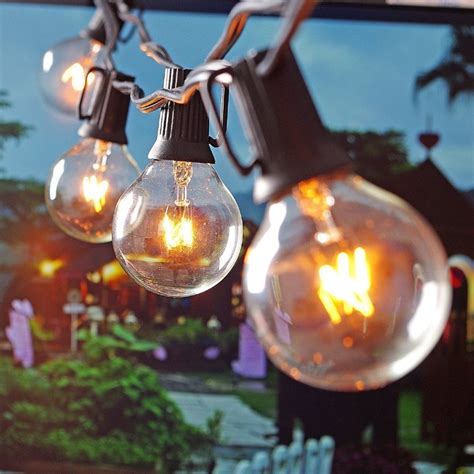 25ft G40 Globe Bulb String Lights With 25 Clear Ball Vintage Bulbs